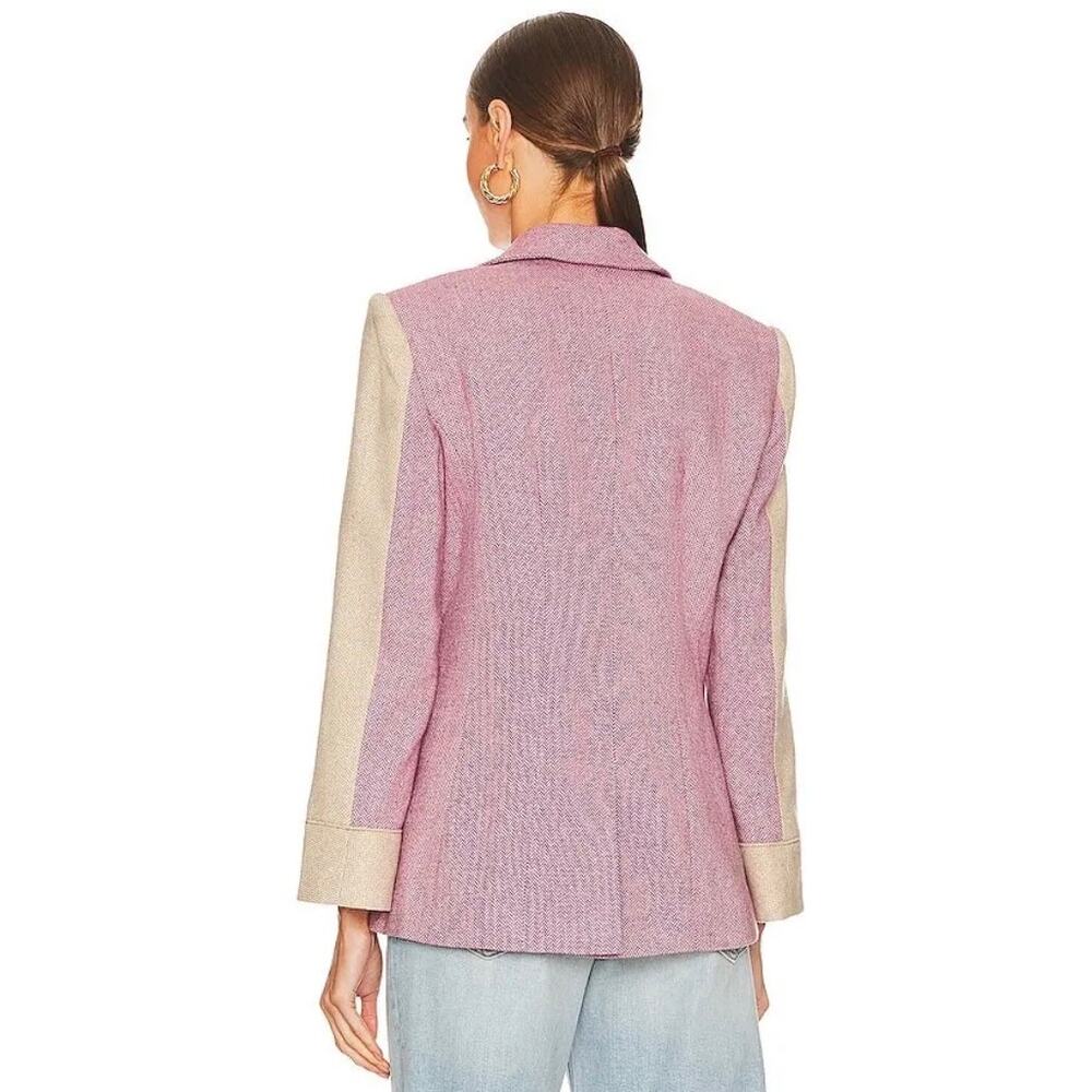CINQ A SEPT Lana Blazer in Canyon Rose & Light Acorn Wool Blend Herringbone Sz 2 - Picture 10 of 14